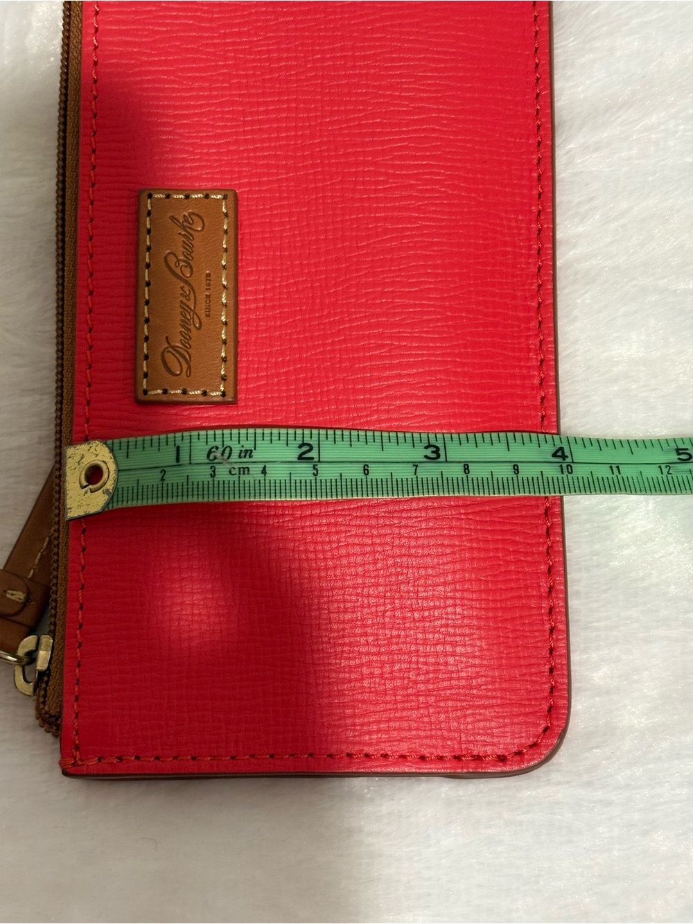Dooney & Bourke Red Leather Wristlet with Brown Trim - Picture 9 of 11
